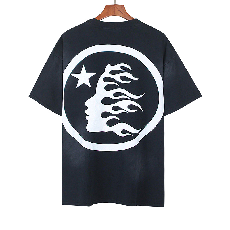 Hellstar Washed American Streetwear Vintage Print Short Sleeve T-Shirt Style 45