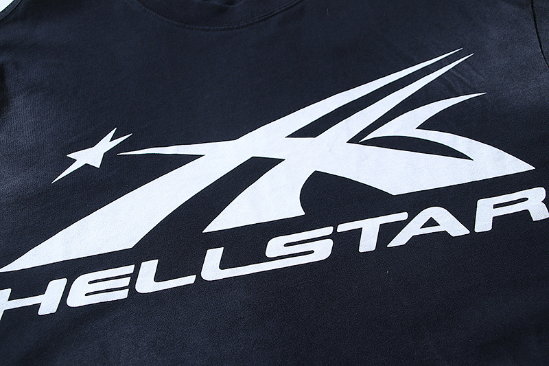 Hellstar Washed American Streetwear Vintage Print Short Sleeve T-Shirt Style 45