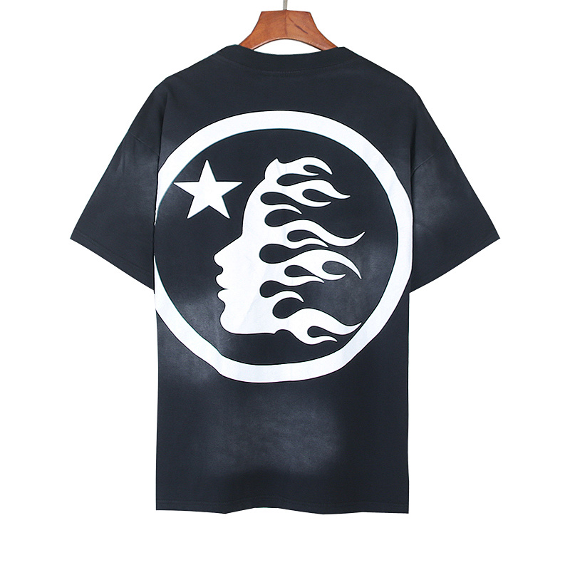 Hellstar Washed American Streetwear Vintage Print Short Sleeve T-Shirt Style 46