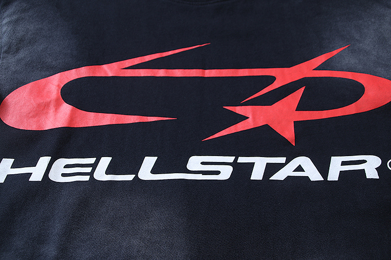 Hellstar Washed American Streetwear Vintage Print Short Sleeve T-Shirt Style 46