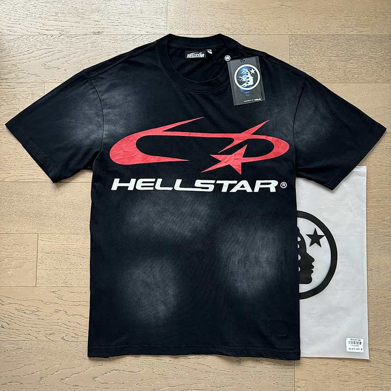 Hellstar Washed American Streetwear Vintage Print Short Sleeve T-Shirt Style 46