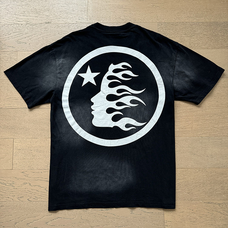 Hellstar Washed American Streetwear Vintage Print Short Sleeve T-Shirt Style 46