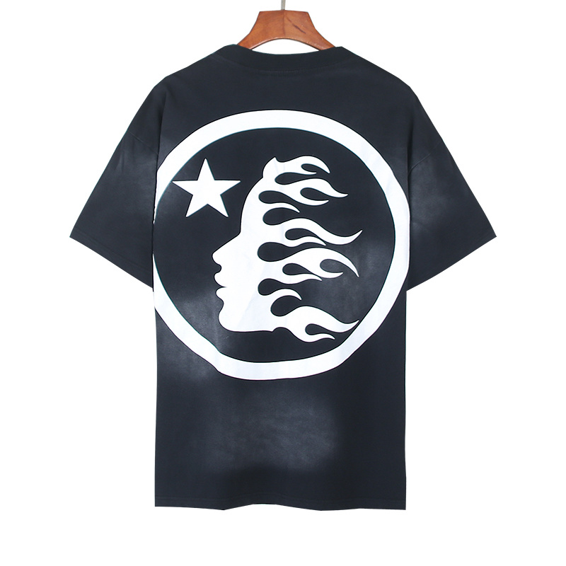 Hellstar Washed American Streetwear Vintage Print Short Sleeve T-Shirt Style 46