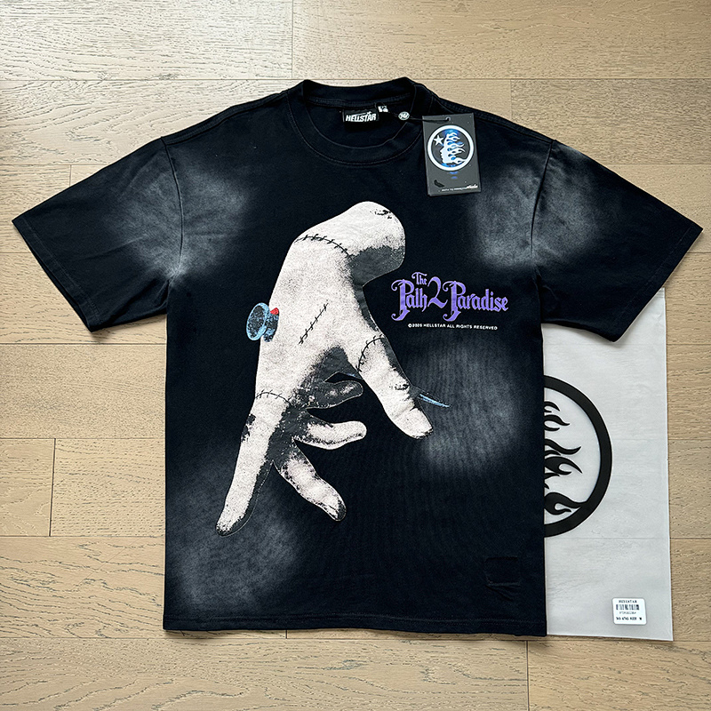 Hellstar Washed American Streetwear Vintage Print Short Sleeve T-Shirt Style 47