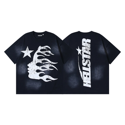 Hellstar Washed American Streetwear Vintage Print Short Sleeve T-Shirt Style 48 02