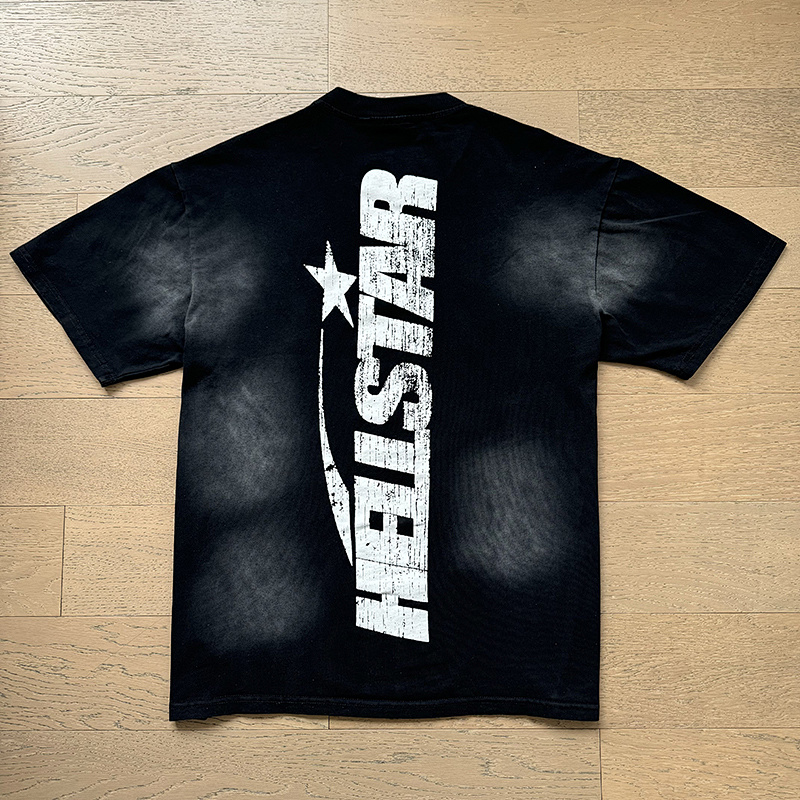 Hellstar Washed American Streetwear Vintage Print Short Sleeve T-Shirt Style 48