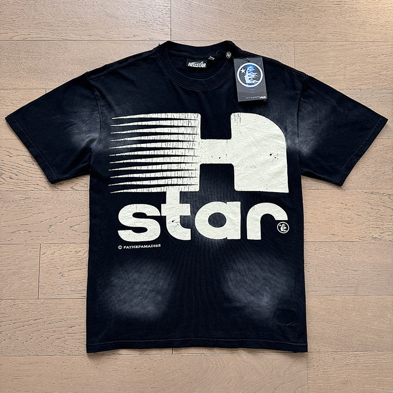 Hellstar Washed American Streetwear Vintage Print Short Sleeve T-Shirt Style 49