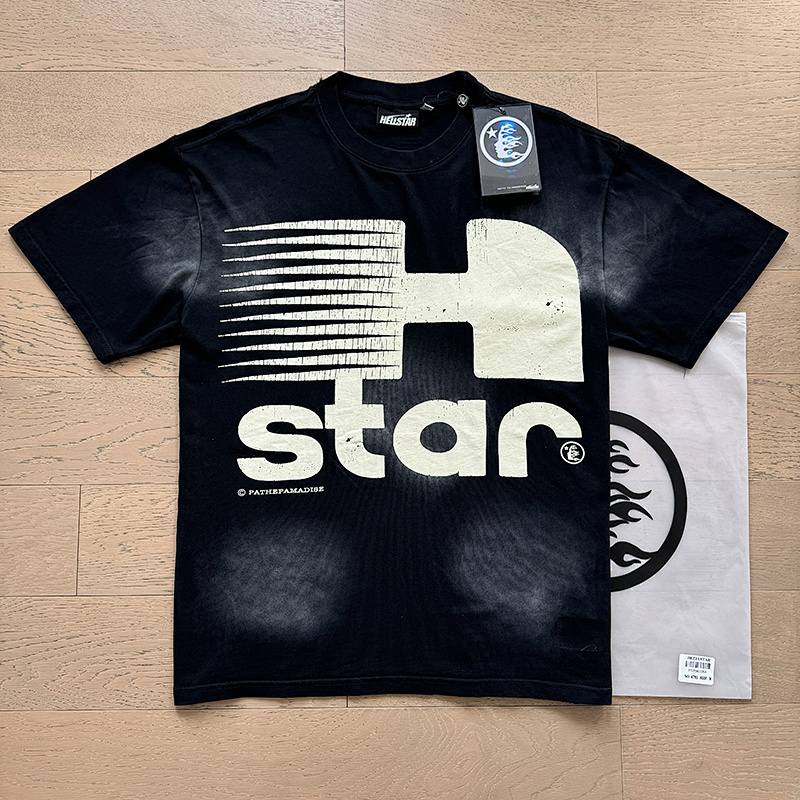 Hellstar Washed American Streetwear Vintage Print Short Sleeve T-Shirt Style 49