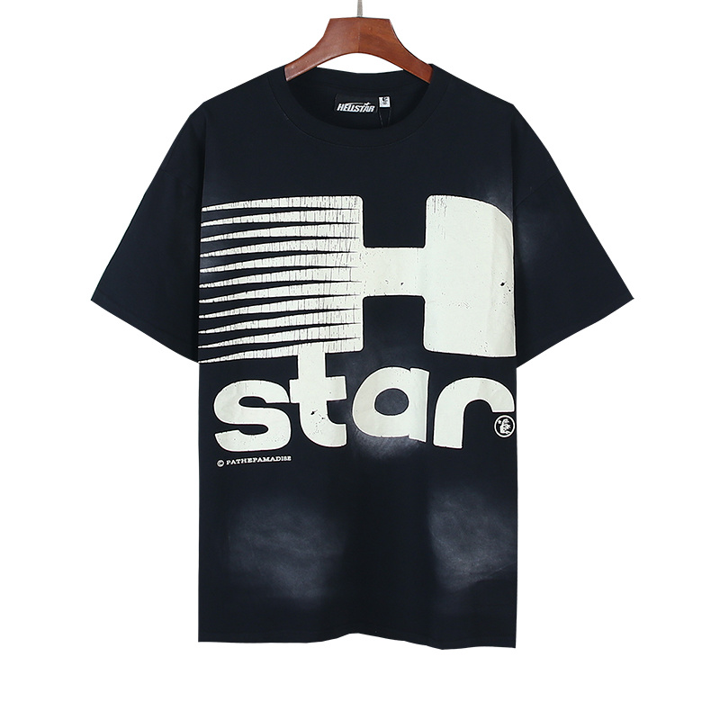 Hellstar Washed American Streetwear Vintage Print Short Sleeve T-Shirt Style 49