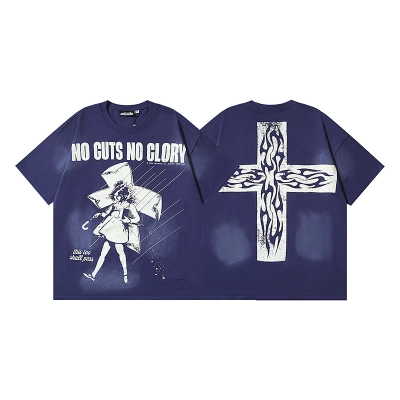 Hellstar Washed American Streetwear Vintage Print Short Sleeve T-Shirt Style 50 01