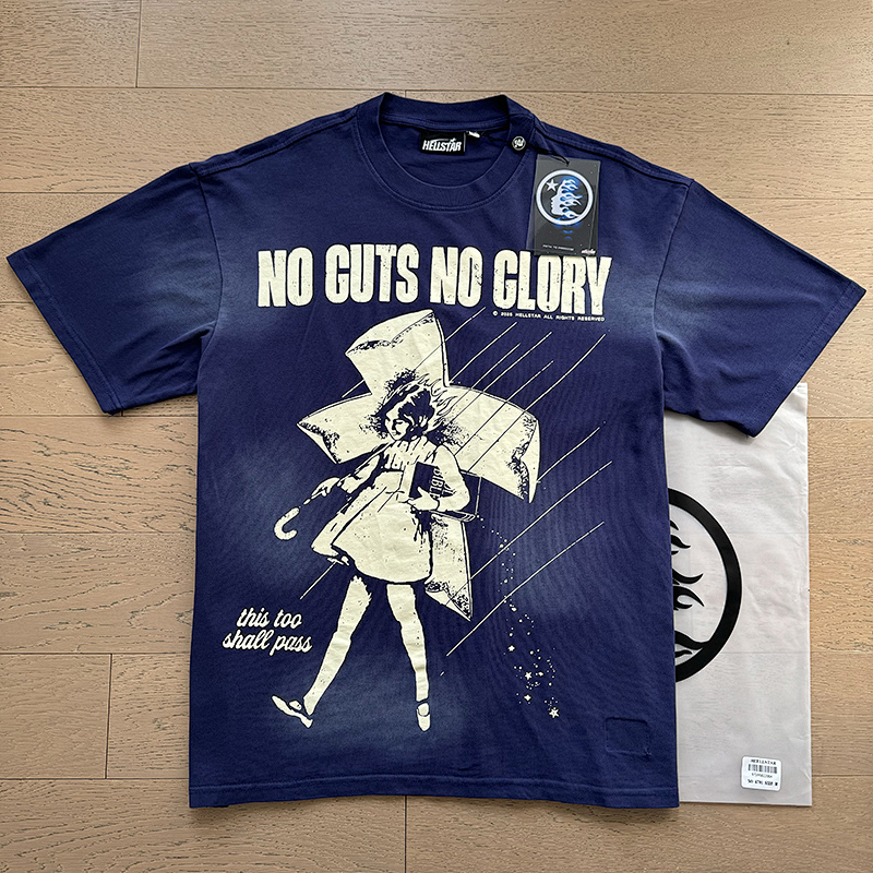 Hellstar Washed American Streetwear Vintage Print Short Sleeve T-Shirt Style 50