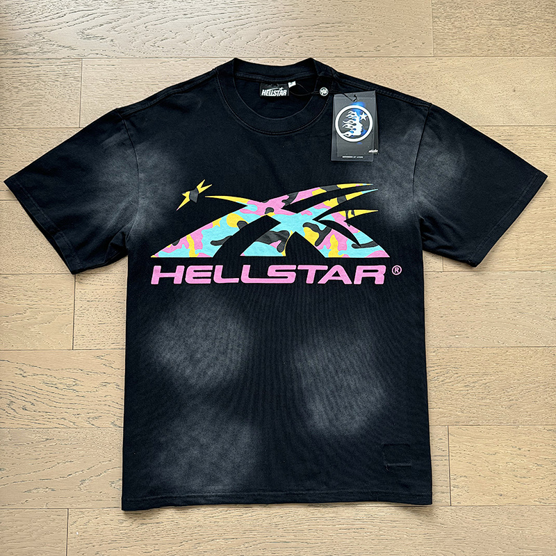 Hellstar Washed American Streetwear Vintage Print Short Sleeve T-Shirt Style 51