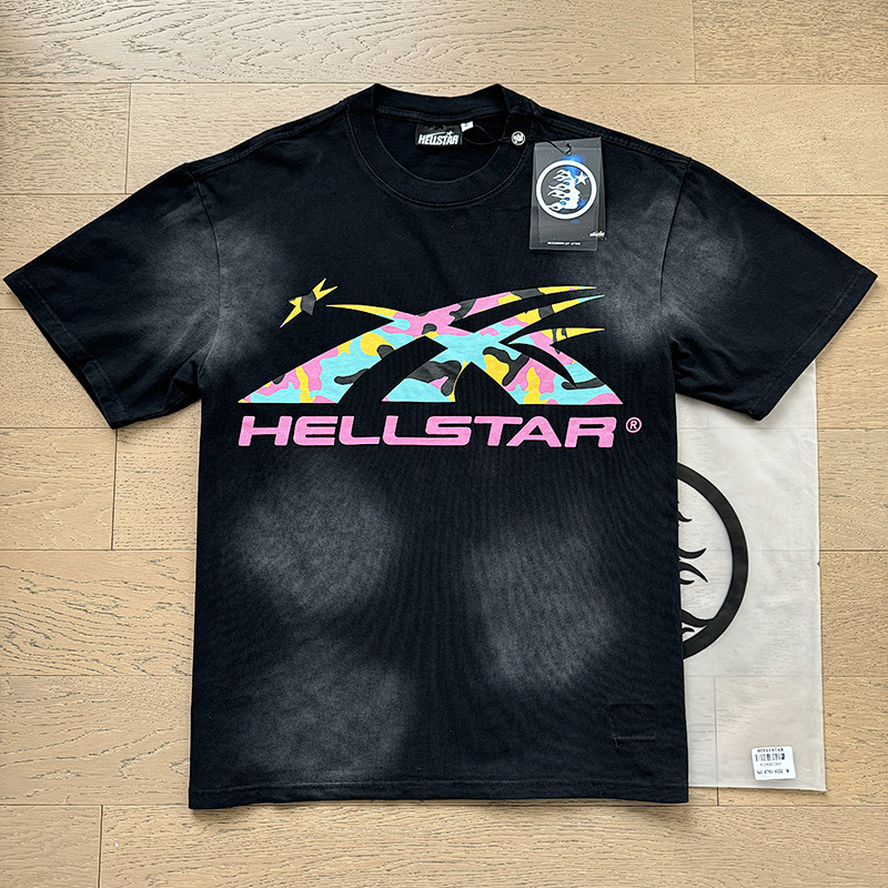 Hellstar Washed American Streetwear Vintage Print Short Sleeve T-Shirt Style 51