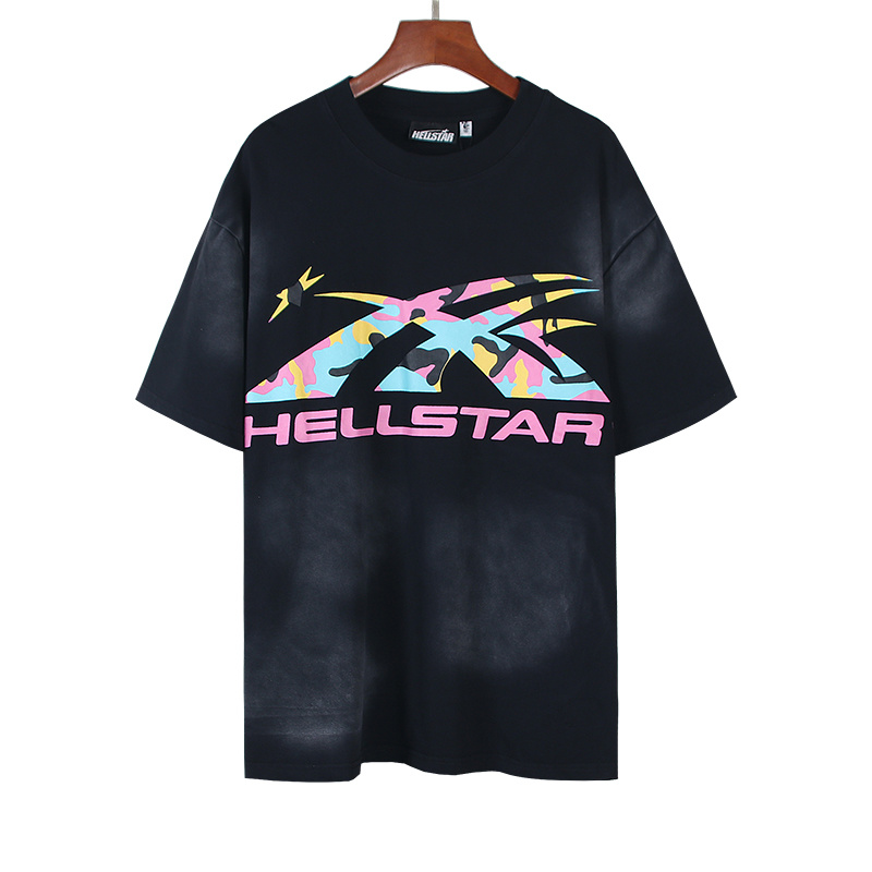 Hellstar Washed American Streetwear Vintage Print Short Sleeve T-Shirt Style 51