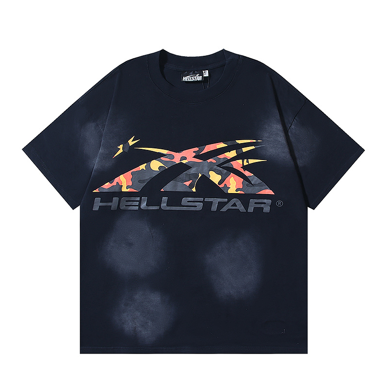 Hellstar Washed American Streetwear Vintage Print Short Sleeve T-Shirt Style 52