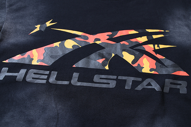 Hellstar Washed American Streetwear Vintage Print Short Sleeve T-Shirt Style 52
