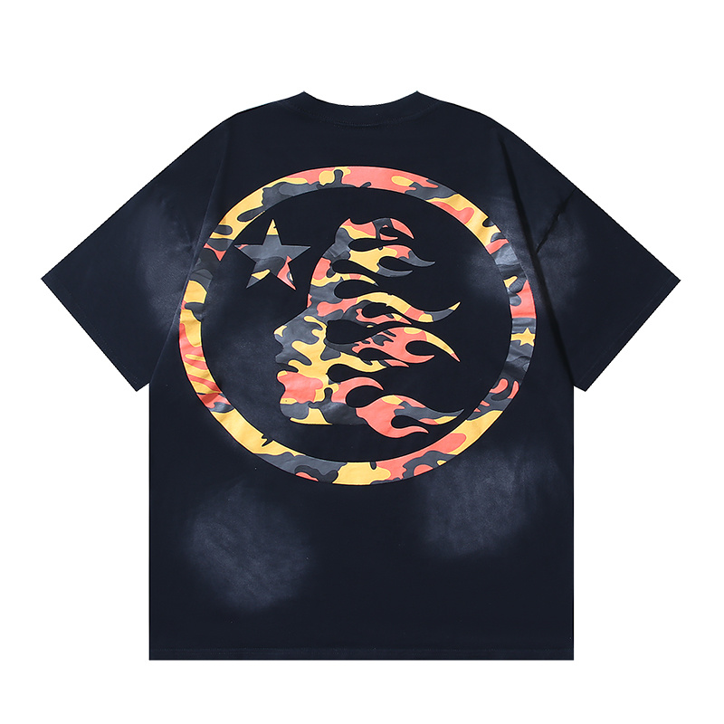 Hellstar Washed American Streetwear Vintage Print Short Sleeve T-Shirt Style 52