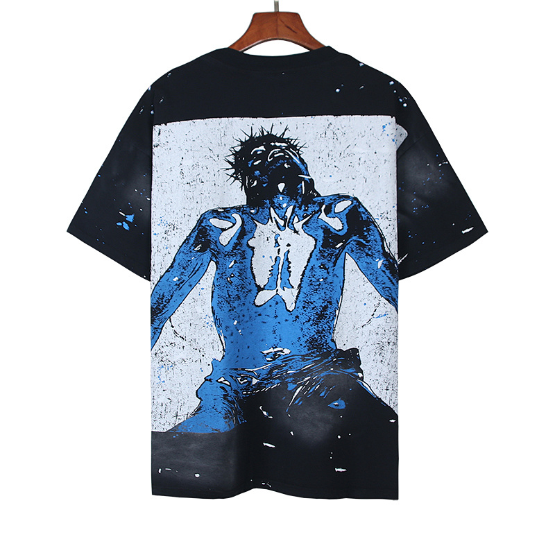 Hellstar Washed American Streetwear Vintage Print Short Sleeve T-Shirt Style 53