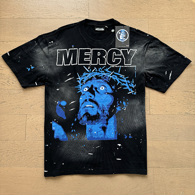 Hellstar Washed American Streetwear Vintage Print Short Sleeve T-Shirt Style 53