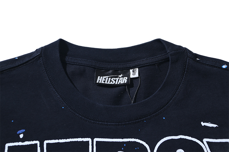 Hellstar Washed American Streetwear Vintage Print Short Sleeve T-Shirt Style 53