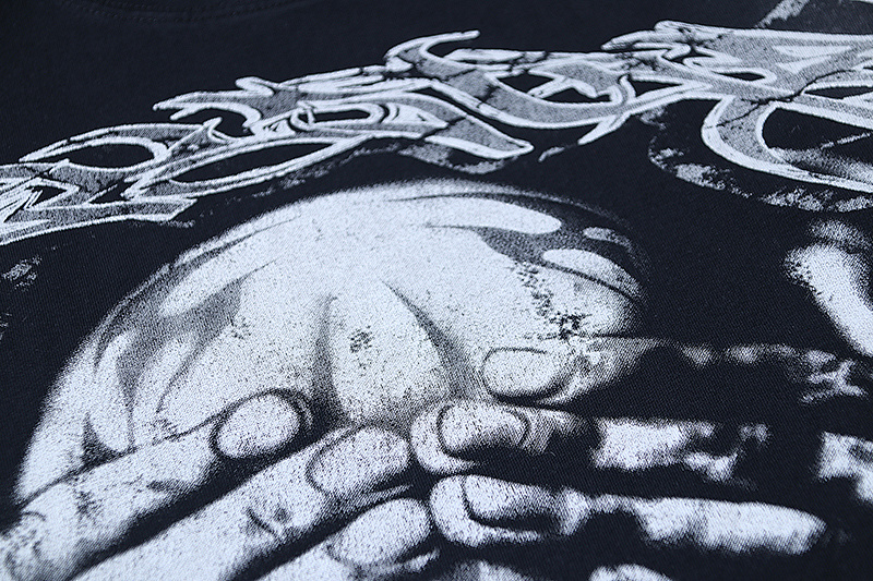Hellstar Washed American Streetwear Vintage Print Short Sleeve T-Shirt Style 54