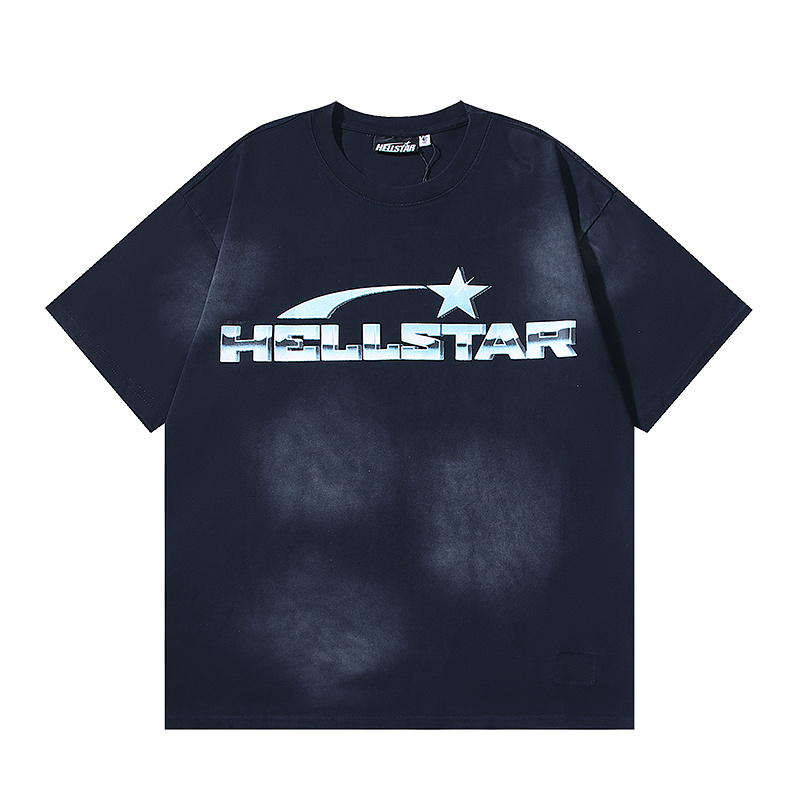 Hellstar Washed American Streetwear Vintage Print Short Sleeve T-Shirt Style 55