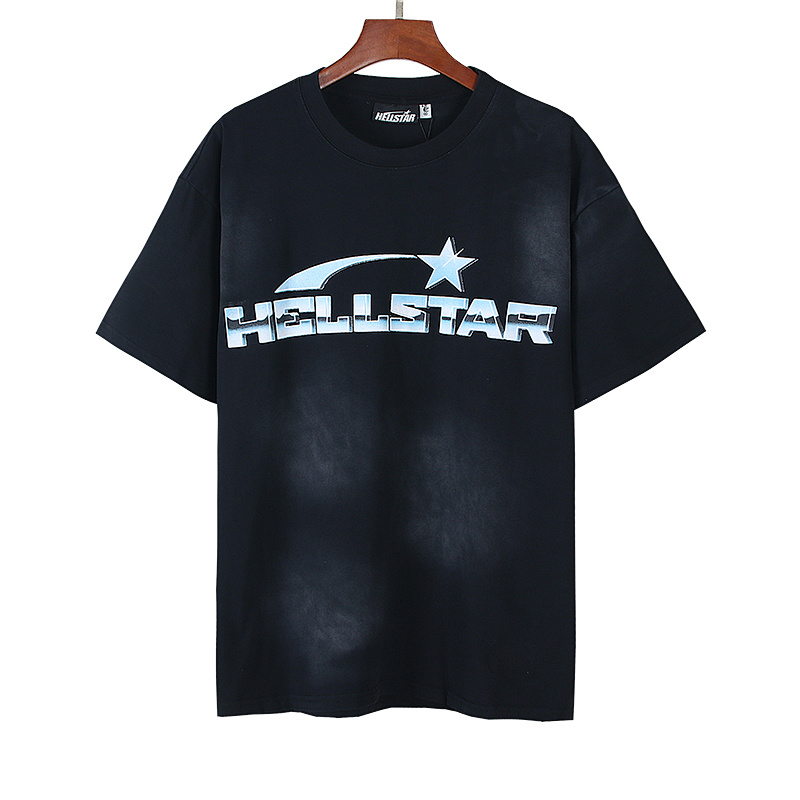 Hellstar Washed American Streetwear Vintage Print Short Sleeve T-Shirt Style 55