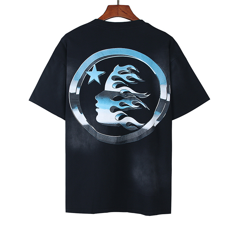 Hellstar Washed American Streetwear Vintage Print Short Sleeve T-Shirt Style 55