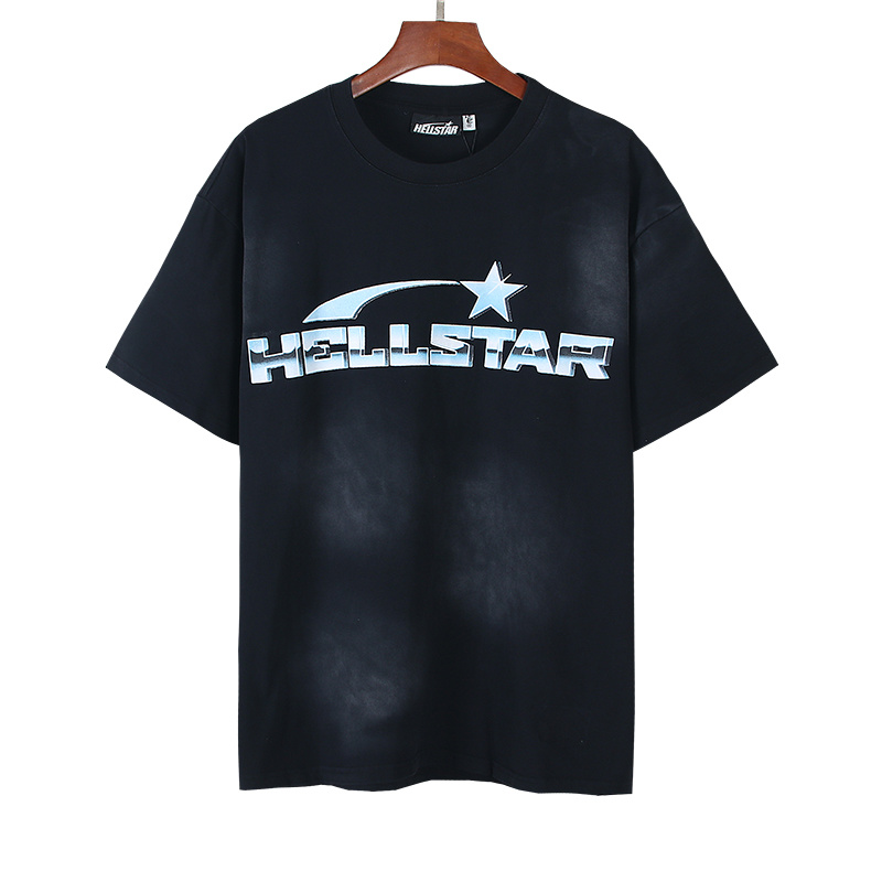 Hellstar Washed American Streetwear Vintage Print Short Sleeve T-Shirt Style 55