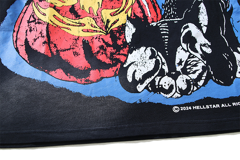 Hellstar Washed American Streetwear Vintage Print Short Sleeve T-Shirt Style 5