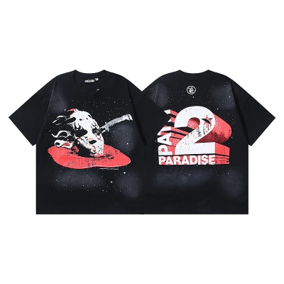 Hellstar Washed American Streetwear Vintage Print Short Sleeve T-Shirt Style 6 01
