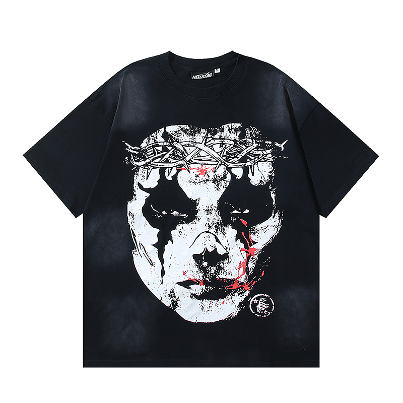 Hellstar Washed American Streetwear Vintage Print Short Sleeve T-Shirt Style 7