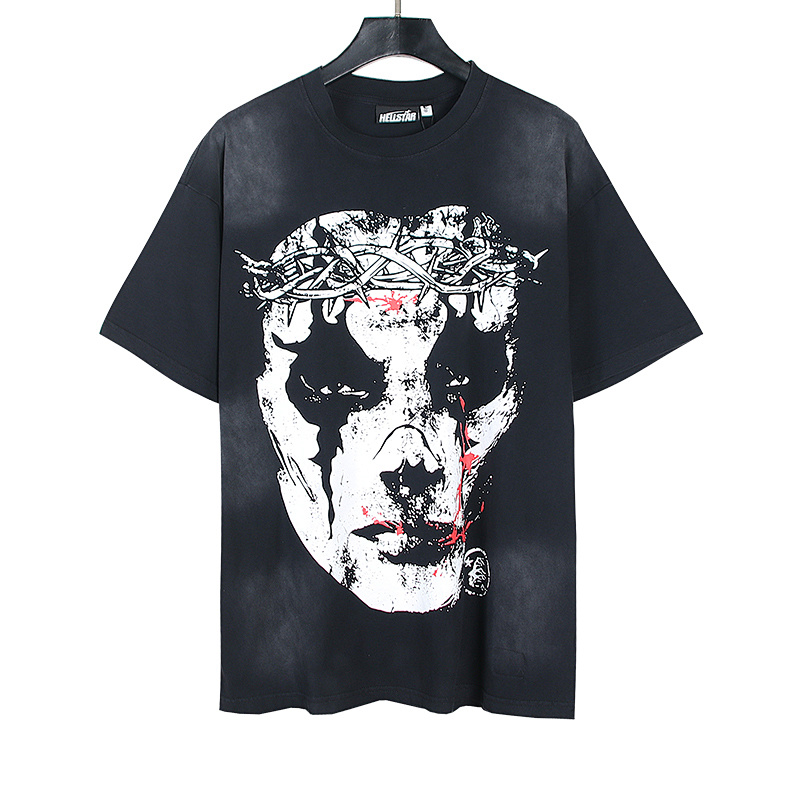Hellstar Washed American Streetwear Vintage Print Short Sleeve T-Shirt Style 7