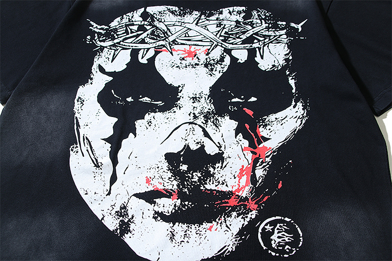 Hellstar Washed American Streetwear Vintage Print Short Sleeve T-Shirt Style 7