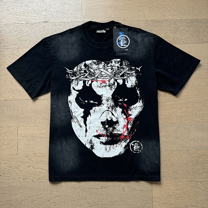 Hellstar Washed American Streetwear Vintage Print Short Sleeve T-Shirt Style 7