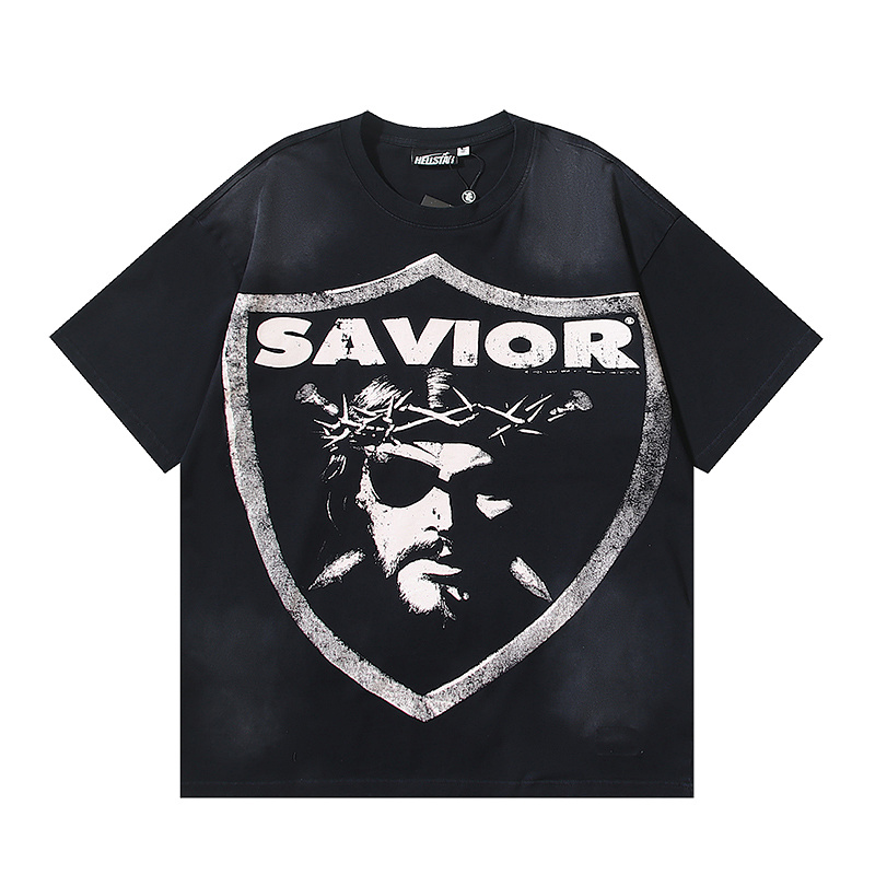 Hellstar Washed American Streetwear Vintage Print Short Sleeve T-Shirt Style 8