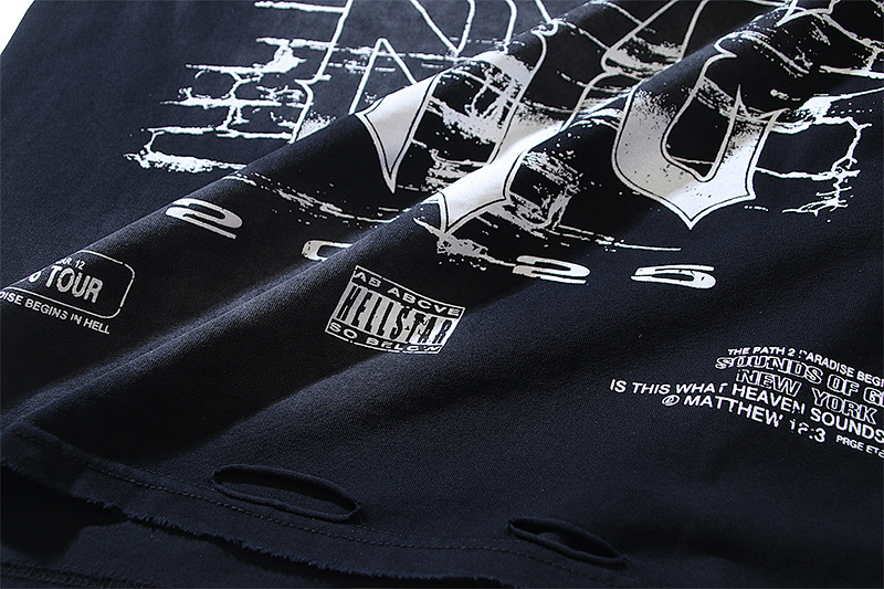 Hellstar Washed Black Distressed Short Sleeve T-Shirt Style 5