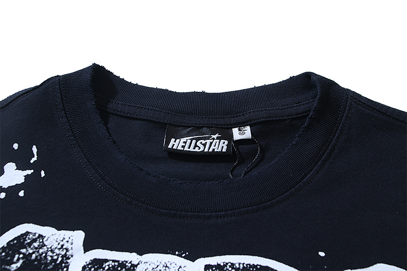 Hellstar Washed Black Distressed Short Sleeve T-Shirt Style 7