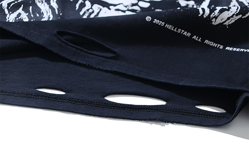 Hellstar Washed Black Distressed Short Sleeve T-Shirt Style 7