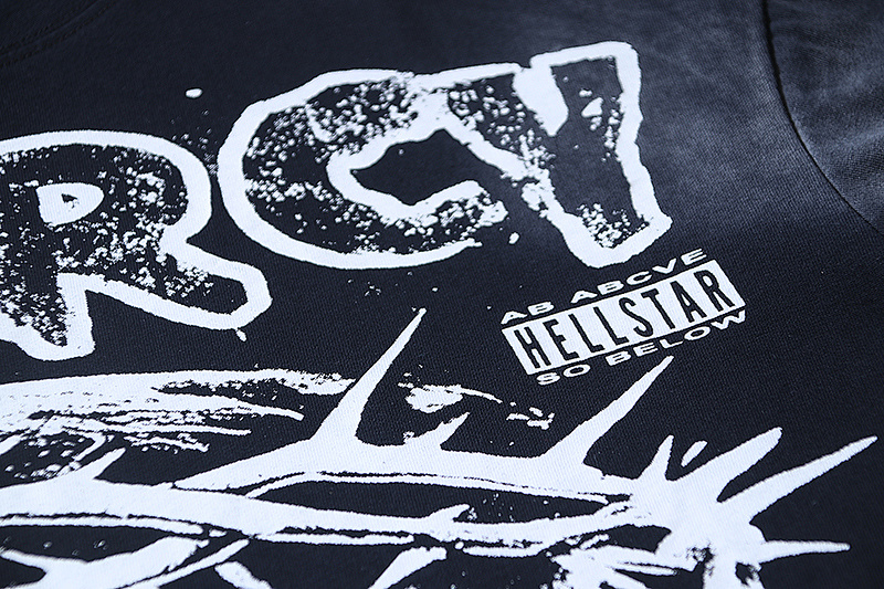 Hellstar Washed Black Distressed Short Sleeve T-Shirt Style 7