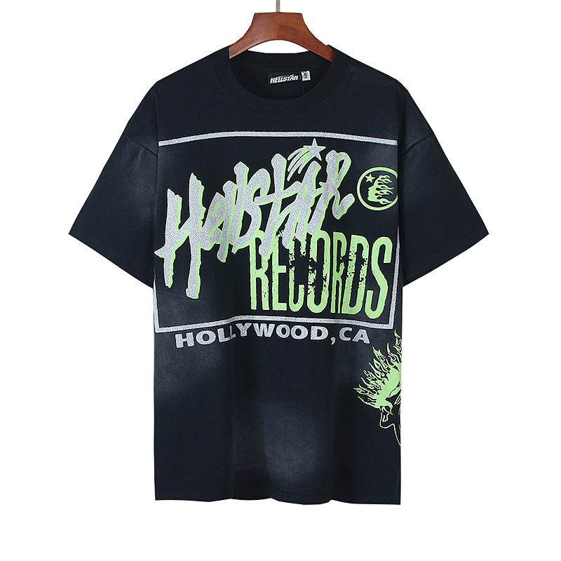 Hellstar Washed Black Glitter Short Sleeve T-Shirt