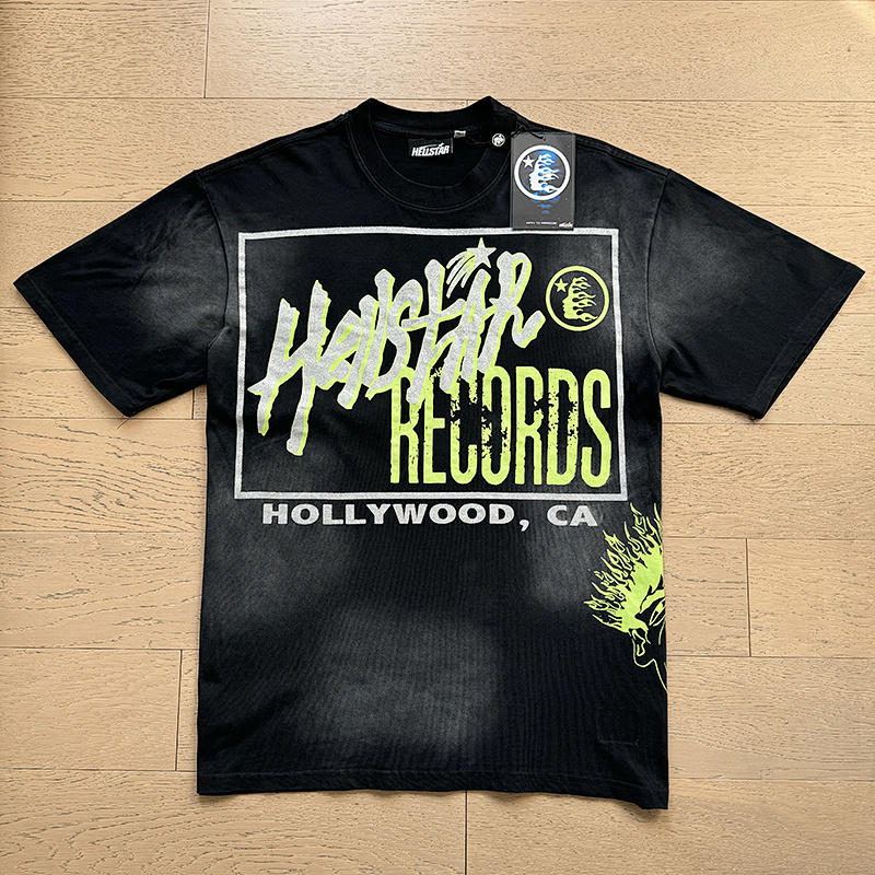 Hellstar Washed Black Glitter Short Sleeve T-Shirt