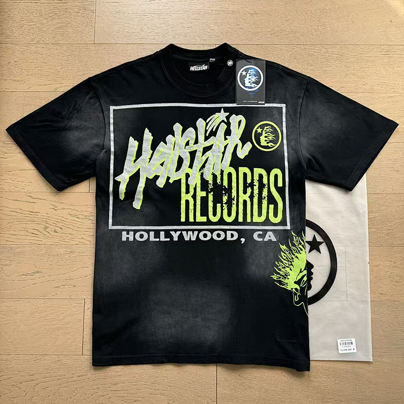 Hellstar Washed Black Glitter Short Sleeve T-Shirt