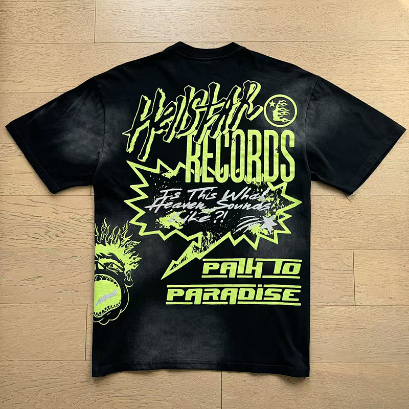 Hellstar Washed Black Glitter Short Sleeve T-Shirt