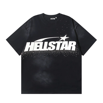 Hellstar Washed Black Rhinestone Short Sleeve T-Shirt Style 2 02
