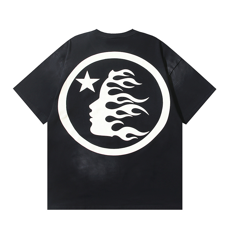 Hellstar Washed Black Rhinestone Short Sleeve T-Shirt Style 2