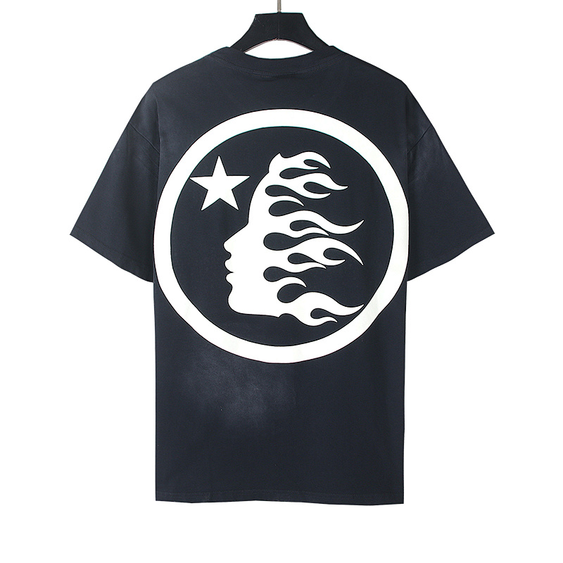 Hellstar Washed Black Rhinestone Short Sleeve T-Shirt Style 2