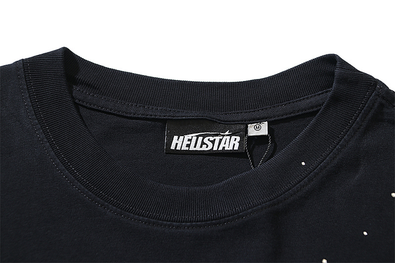 Hellstar Washed Black Rhinestone Short Sleeve T-Shirt Style 2