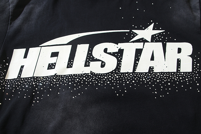 Hellstar Washed Black Rhinestone Short Sleeve T-Shirt Style 2
