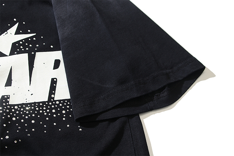 Hellstar Washed Black Rhinestone Short Sleeve T-Shirt Style 2